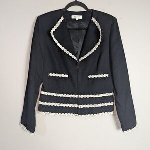 8 Bigio Collection Black Wool Zip Front Vintage Jacket